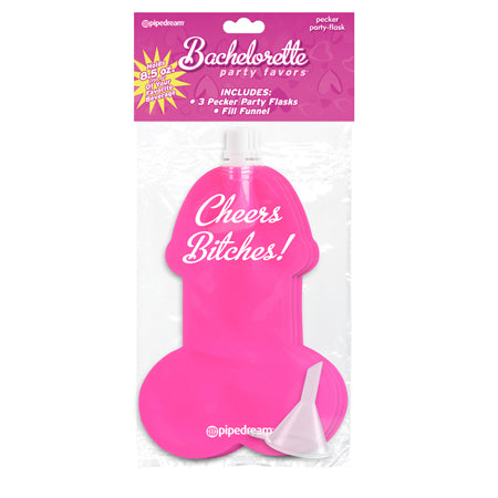 Pipedream Bachelorette Party Favors 3-Piece Pecker Party Flask Pink