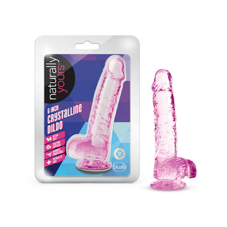 Blush Naturally Yours Crystalline 6 in. Dildo with Balls & Suction Cup Rose