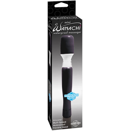 Pipedream Mini Wanachi Waterproof Massager Flexible Silicone Wand Vibrator Black